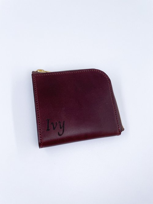 YTLEATHER 手工皮件 L拉鍊短夾丨拉鍊短夾丨客製名字丨手工製作丨客製化丨植鞣革牛皮
