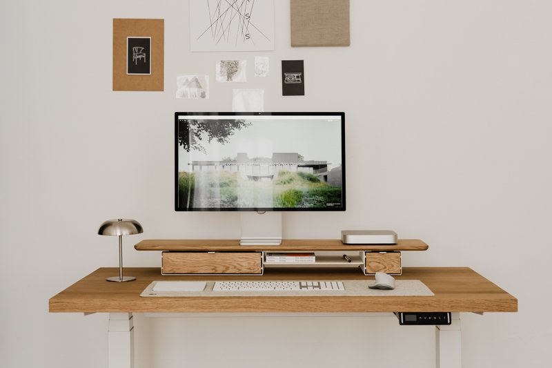 Desk Shelf Pro - monitor stand with drawers - 電腦配件 - 木頭 咖啡色