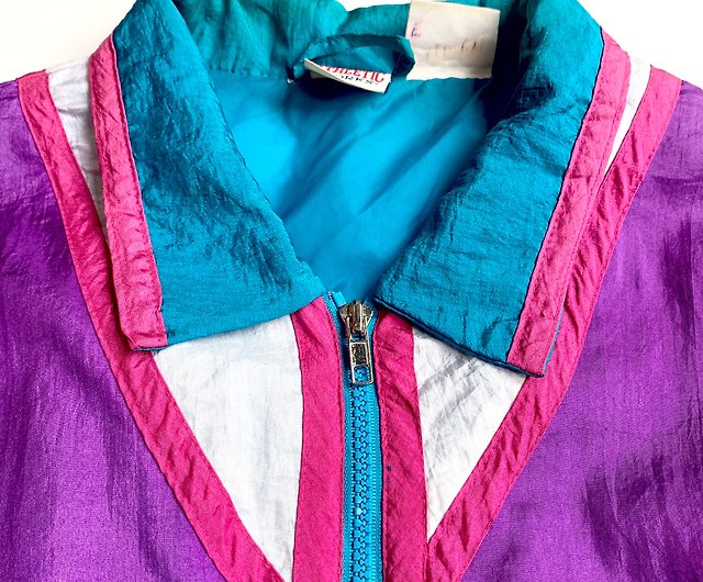 Vintage 90s pink, purple, lake and green color-blocked sports