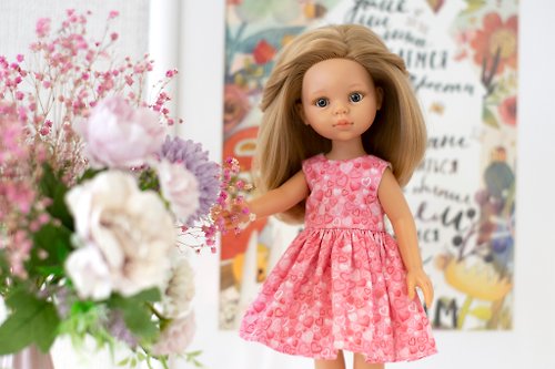 ShopFashionDolls Heart dress for Paola Reina doll, Siblies doll (33cm/13 inch) for Valentine Day