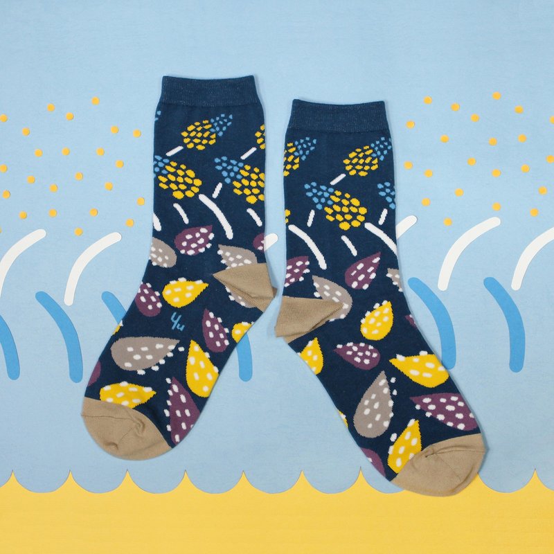 African Hosta Denim Unisex Crew Socks | colorful fun & comfortable socks - Socks - Cotton & Hemp Blue