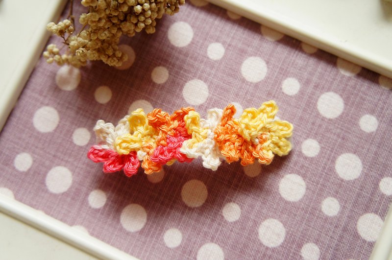手工編織花朵系列-很多小花浪漫風情二片式髮夾/髮飾/彈簧夾~ - 髮夾/髮飾 - 棉．麻 多色