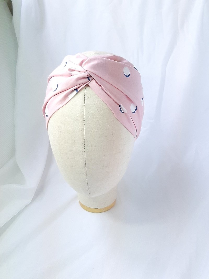 Foundation polka dot turban scarf wide headband - Headbands - Cotton & Hemp Pink