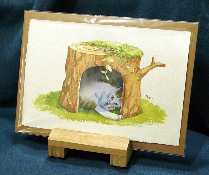 Original watercolor painting [Take a break in a tree hole] - Posters - Paper Multicolor