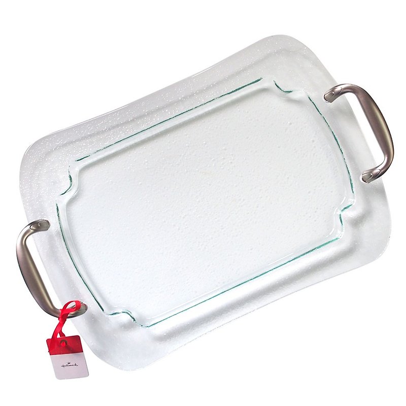 Tremella handle crystal glass tray / dinner plate / catering party [Hallmark-US imported utensils] - ถาดเสิร์ฟ - แก้ว สีใส