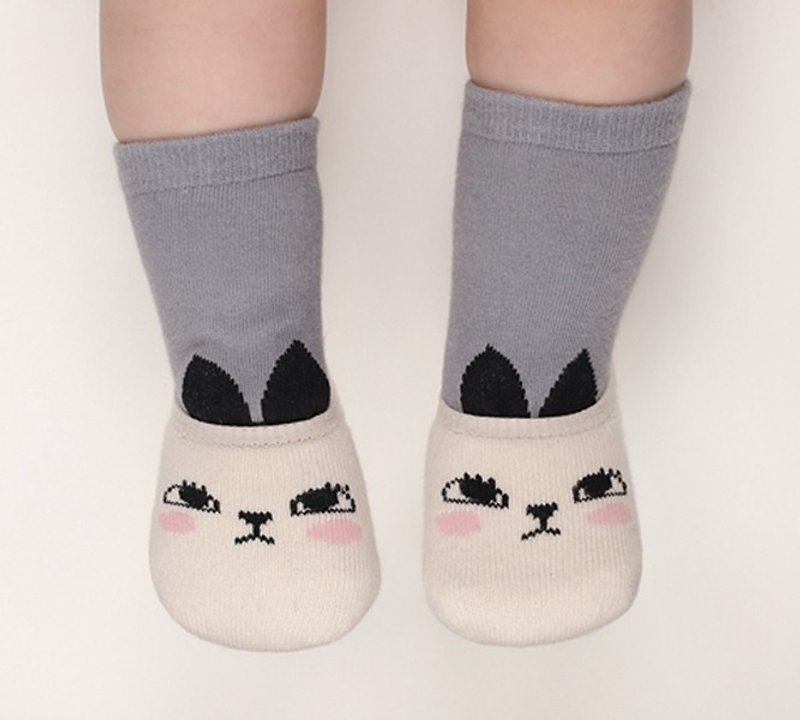 Happy Prince Illustration Wind Long Ear Animal Baby Socks Two-piece Korean - ถุงเท้าเด็ก - ผ้าฝ้าย/ผ้าลินิน หลากหลายสี