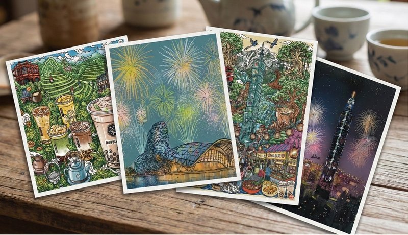 LiTTSE【臺灣印象 × 城市插畫 系列】4款套組 - 卡片/明信片 - 紙 