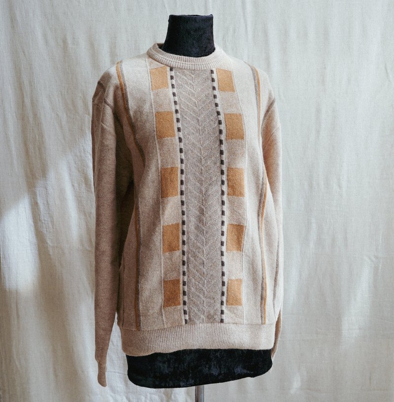 Nordic geometric retro vintage sweater vintage - Women's Sweaters - Wool Khaki