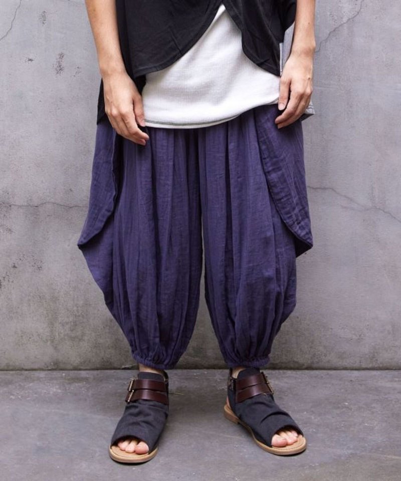 [Popular pre-order] Double-layer gauze draped casual cocoon-shaped bloomers (4 colors) IDS-2112 - Men's Pants - Cotton & Hemp Multicolor