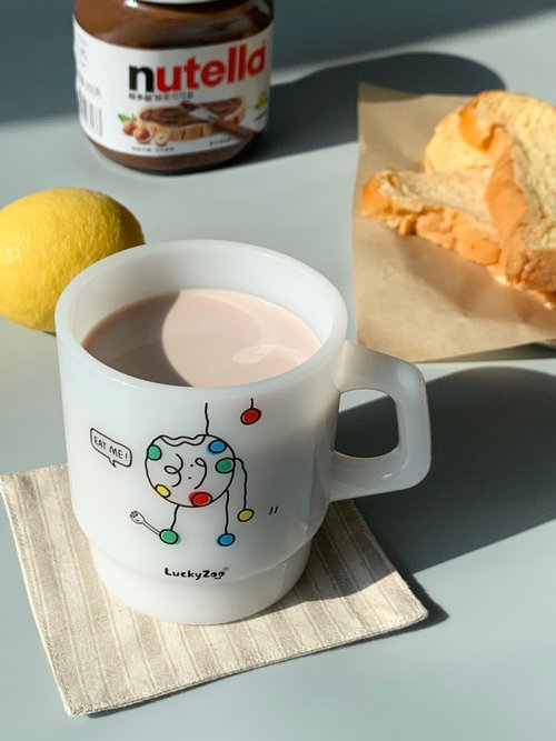 Luckyzoo Cookie man可愛插畫奶玉玻璃杯咖啡杯牛奶杯馬克杯