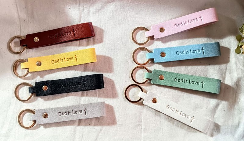 Korean version PU leather keychain | God is Love Christian gift happiness group gospel gift - ที่ห้อยกุญแจ - หนังเทียม 