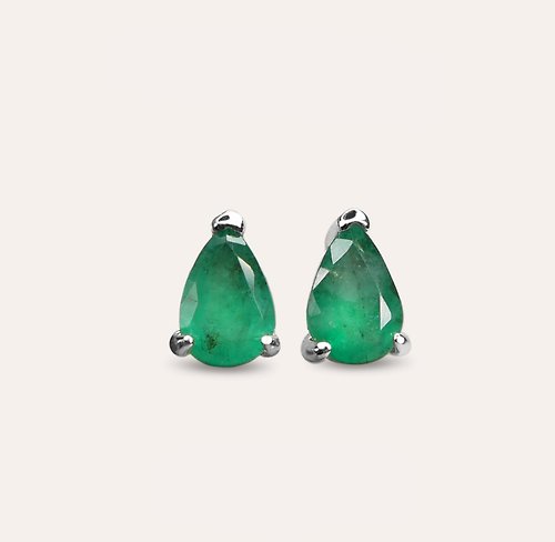安的珠寶 AND Jewel AND 祖母綠 綠色 水滴 4*6mm 耳環 經典系列 Pear E 天然寶石 珠