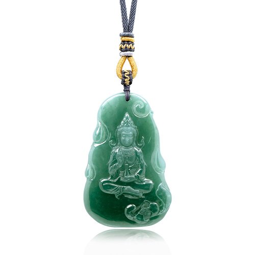 正佳珠寶 Gemsrich Jewelry 【正佳珠寶】翡翠吊墜 冰種老藍水 觀世音菩薩吊墜 天然A貨吊墜