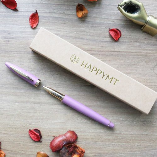 開心鋼筆店 【客製化禮物】HAPPYMT開心鋼珠筆-薰衣紫金夾 可快速出貨
