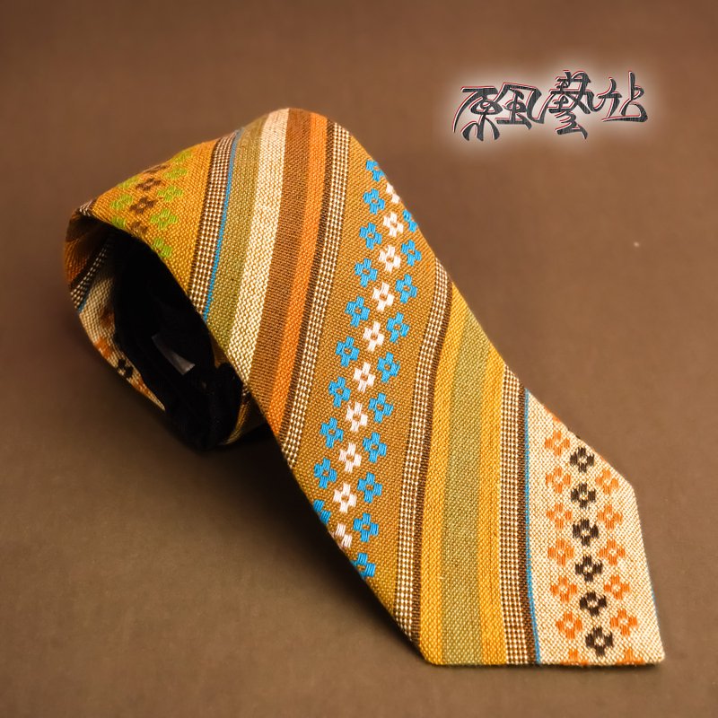 【Original Fengyi Station】Fashion Totem Tie | Saqi Laiya | Aboriginal ethnic clothing Taiwan - Ties & Tie Clips - Other Man-Made Fibers Orange