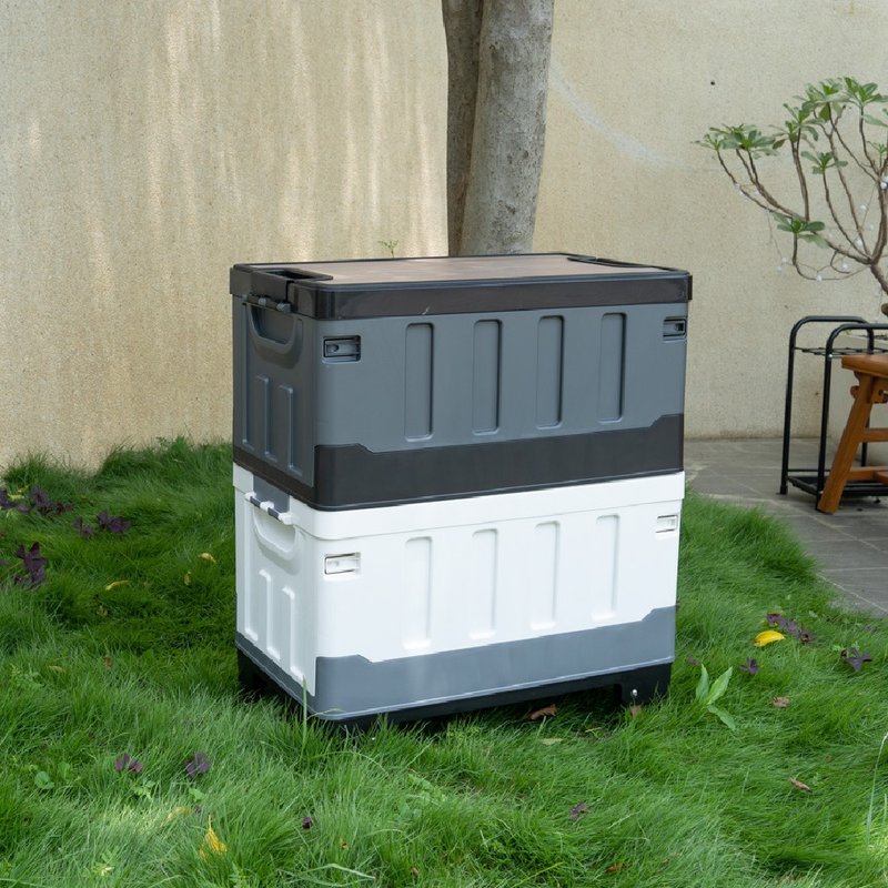 Foldable storage box can be used as a seat or table - black and white 2 colors - กล่องเก็บของ - พลาสติก สีดำ