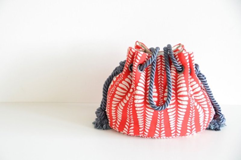 Limited Quantity DUTEL Jacquard Reef Marine Bag Red - กระเป๋าแมสเซนเจอร์ - ผ้าฝ้าย/ผ้าลินิน สีแดง