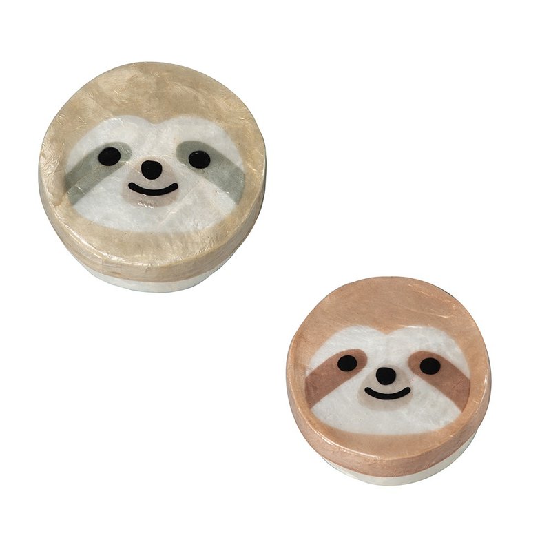 菲律賓 圓形貝殼小物收納盒組 樹懶 首飾文具紀念品 - 居家收納/收納盒/儲物盒 - 貝殼 
