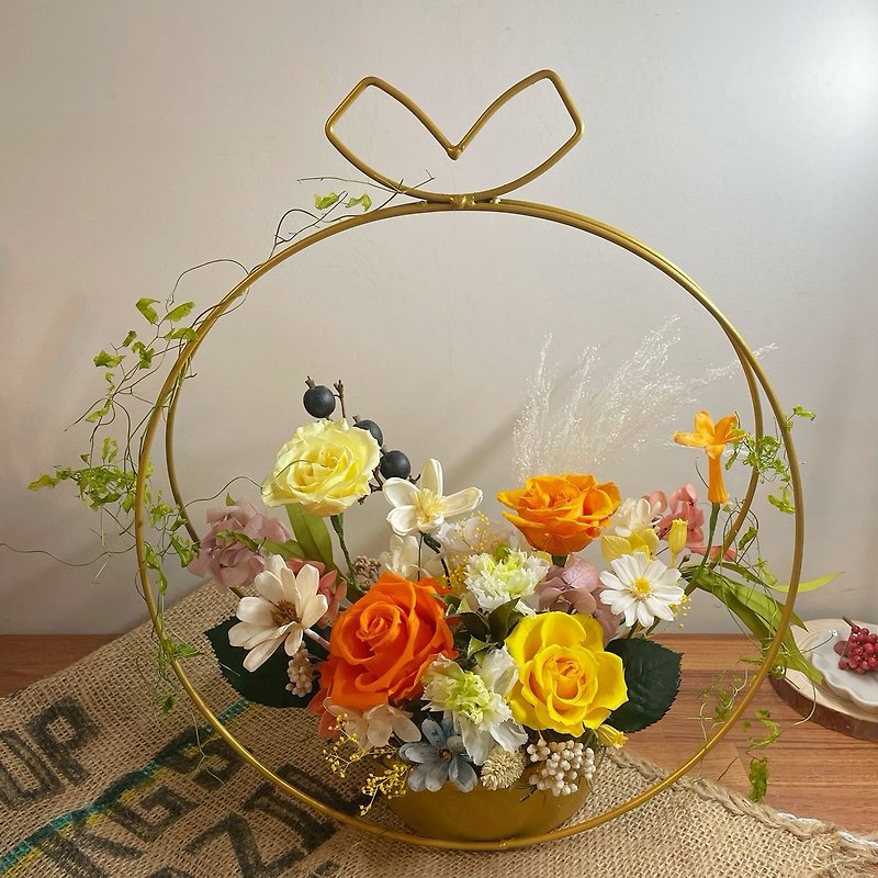 Yellow-orange series of everlasting table flowers - everlasting flower gift/opening gift/home decoration/flower basket/table flower - ของวางตกแต่ง - พืช/ดอกไม้ หลากหลายสี
