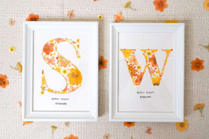 Exquisite craftsmanship pressed flower letter art painting-orange single letter - ของวางตกแต่ง - พืช/ดอกไม้ สีส้ม