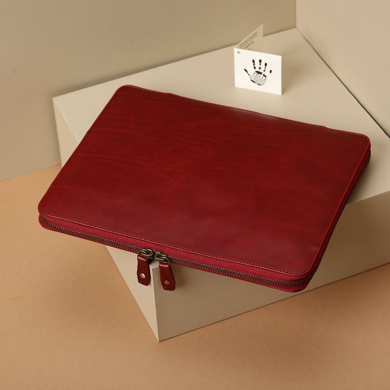 Leather iPad Case with Zippers - Tablet & Laptop Cases - Genuine Leather Red