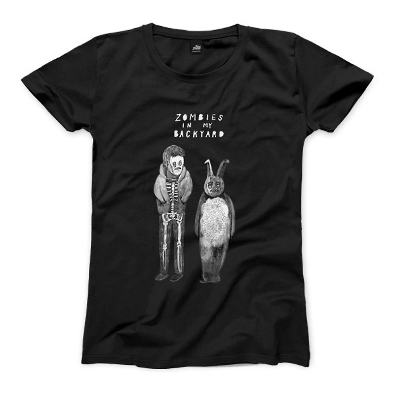 Donnie & Frank - Black - Women's T-shirt - เสื้อยืดผู้หญิง - ผ้าฝ้าย/ผ้าลินิน สีดำ