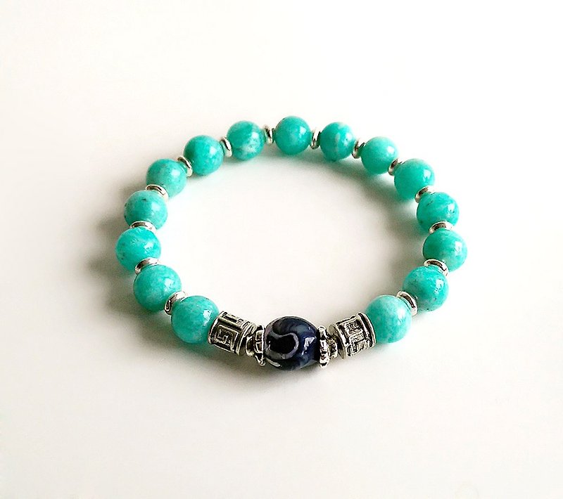 [Gemstones] hand for natural ore Tianhe stone abalone shell bracelet - Bracelets - Gemstone Blue