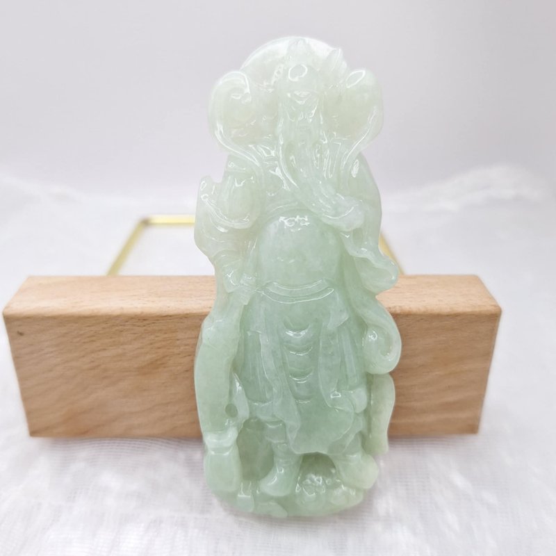 Ice Green Guan Shengdijun Guan Gong Pendant | Natural Burmese Jade A Grade Jadeite - สร้อยคอ - หยก 