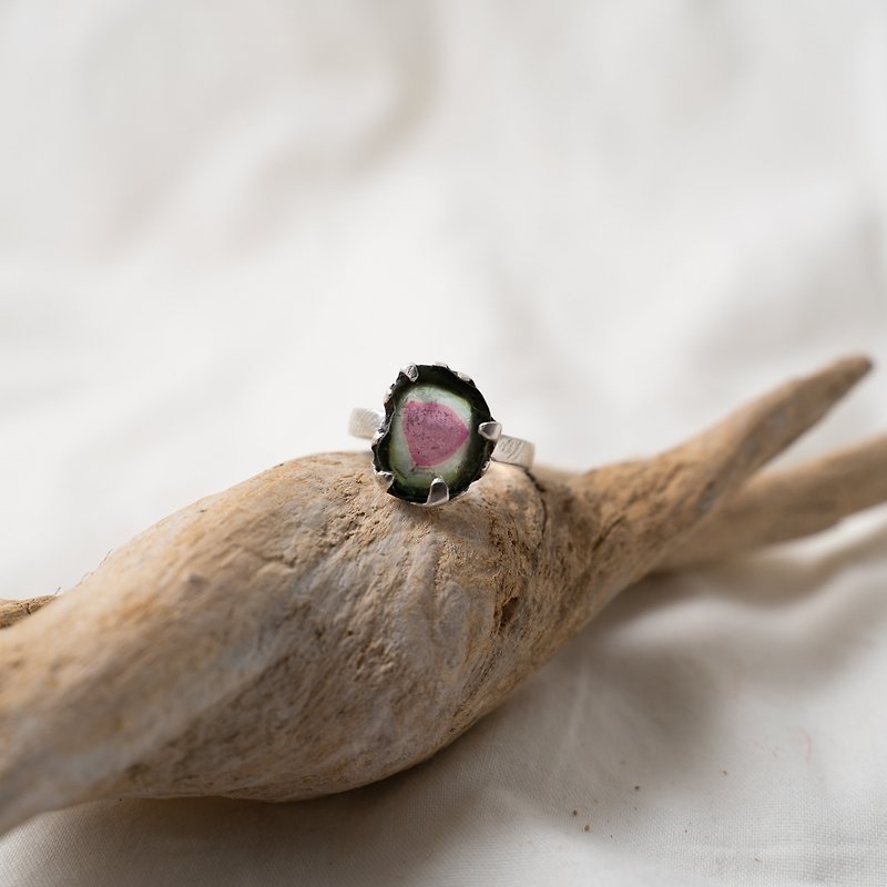 Watermelon tourmaline, one of a kind, statement ring in silver - General Rings - Semi-Precious Stones Silver