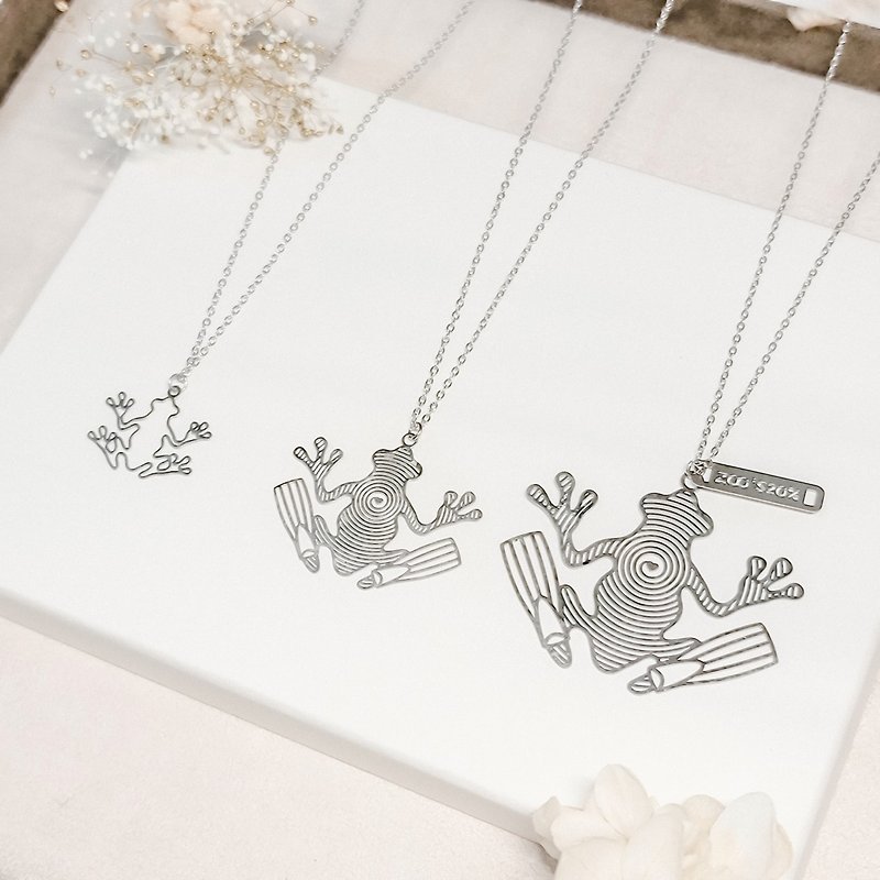 Frog Necklace Frog Animal Necklace Anti-allergic Medical Steel Gift Recommendation - Necklaces - Stainless Steel Silver