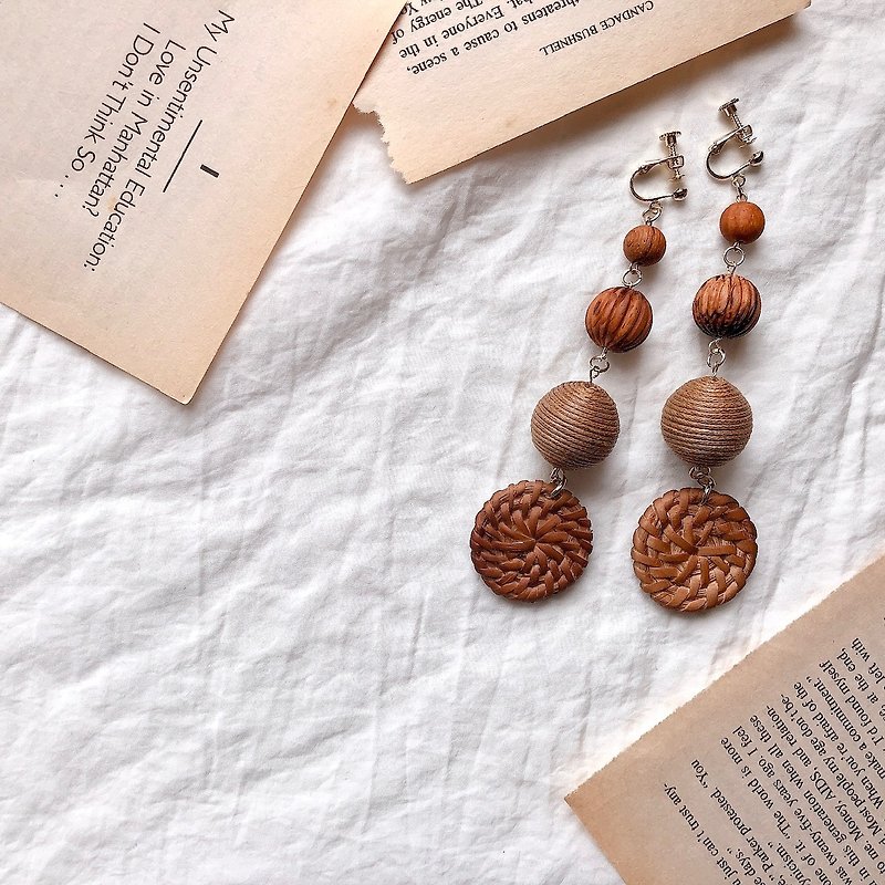 Wood round - Earrings & Clip-ons - Wood Brown