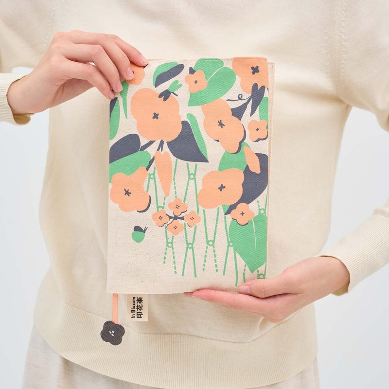25K 布書衣 (含刺繡書籤繩)/小龍頌春/朝陽橘 - 筆記本/手帳 - 棉．麻 橘色