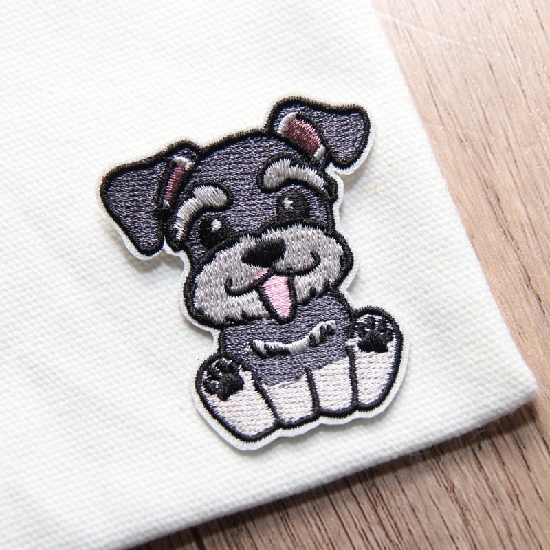 雪納瑞刺繡熨貼 Pawsome Island 原創史納莎插畫布貼 熨燙貼 - 徽章/別針 - 繡線 多色