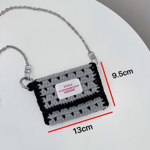 ハンドメイド かぎ針編み 水玉模様 チェーン カードホルダー