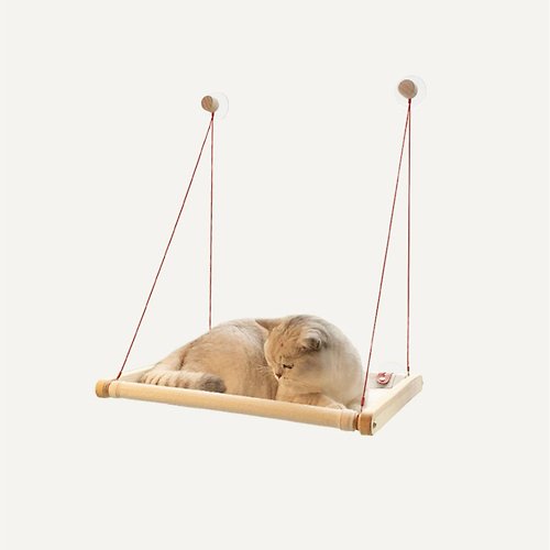 烏合集市 貓吊床 鞦韆玻璃曬太陽 吸盤懸掛實木折疊 貓咪掛窩