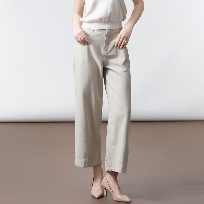 【ICare】簡約米杏色修身休閒寬褲(M-L) | 女休閒褲 女長褲 - 女長褲 - 聚酯纖維 白色