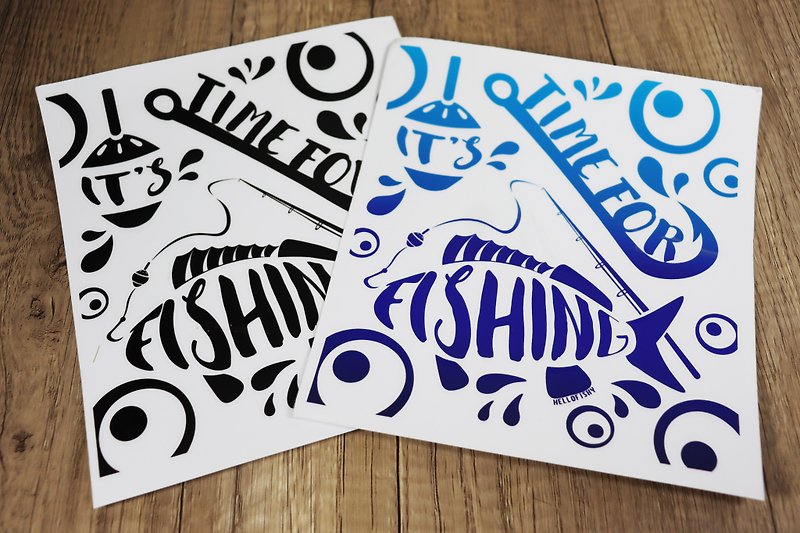Hellofishy/ Time for Fishing/ transfer sticker - Stickers - Waterproof Material Blue