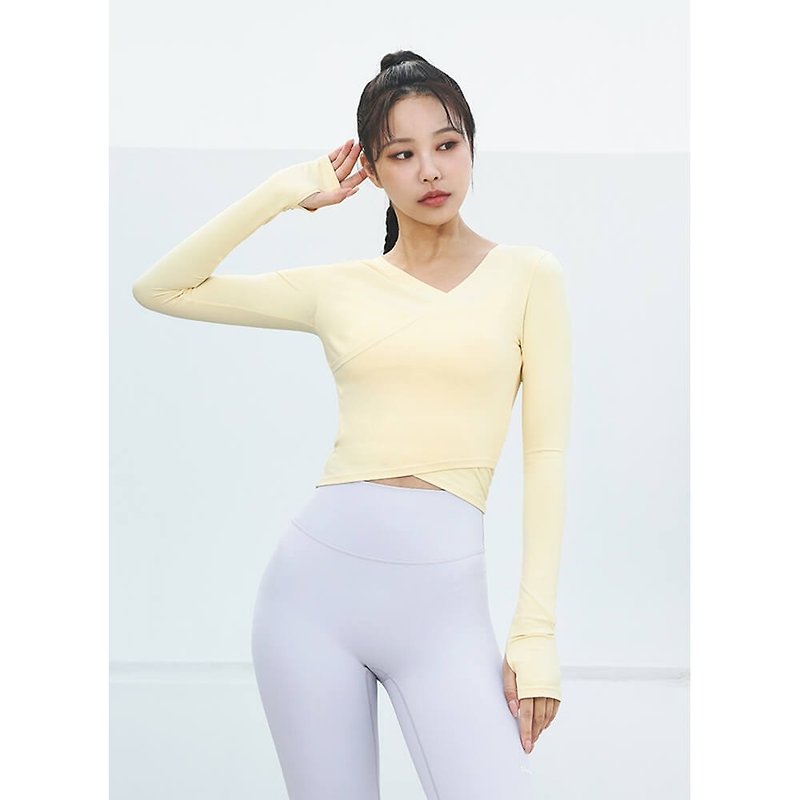 【GRANDELINE】Cross Short Long Sleeve Blouse - Sand Beige - LT422 - Women's Sportswear Tops - Polyester Yellow