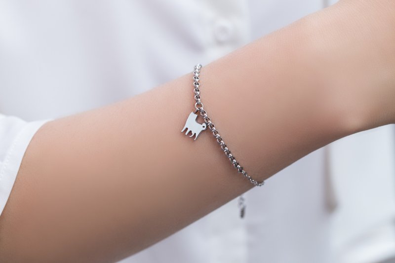 Allergy free-  dog bracelet-shiba Inu - Bracelets - Stainless Steel Silver