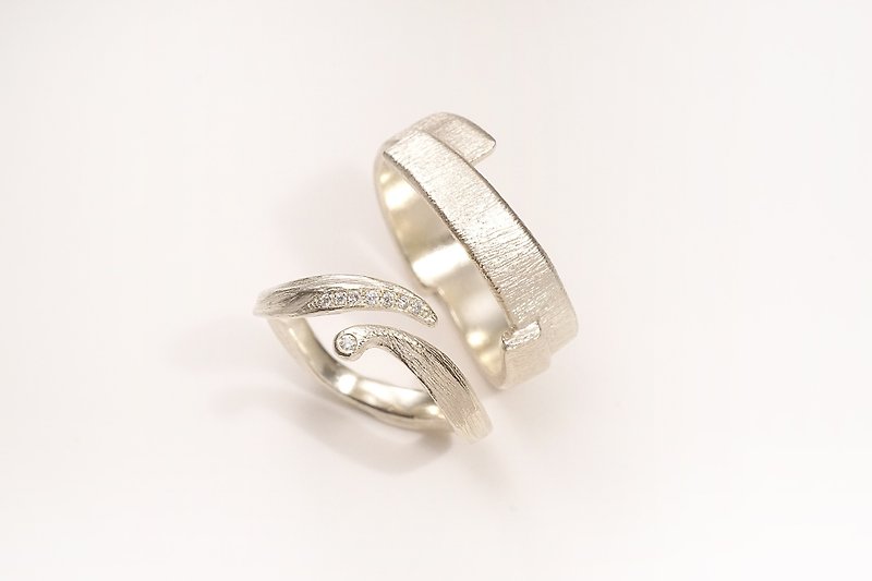 14k gold custom wedding ring pair ring - แหวนคู่ - เครื่องประดับ สีเงิน