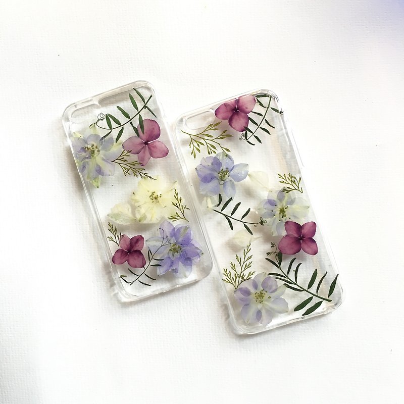 Purple Swallow - pressed flower phone case - เคส/ซองมือถือ - พืช/ดอกไม้ สีม่วง