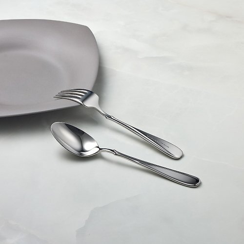 有種創意 日本食器 日本山崎金屬 - FLORA系列 - 不鏽鋼叉匙組 (2件式)