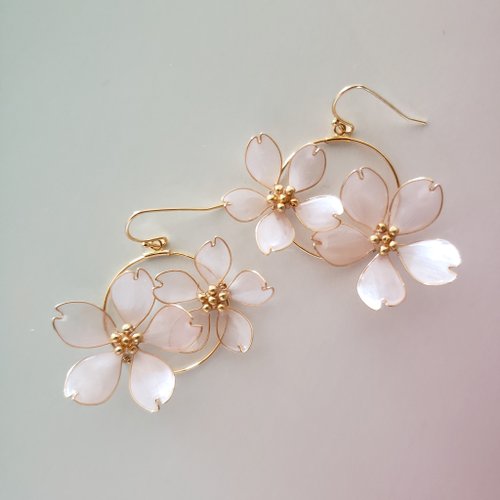 SAKURA full bloom pierced or clip-on earrings