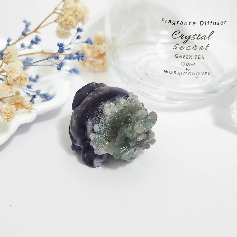 紫綠螢石龍龜/得人緣、助工作事業運之水晶 - 擺飾/家飾品 - 水晶 綠色