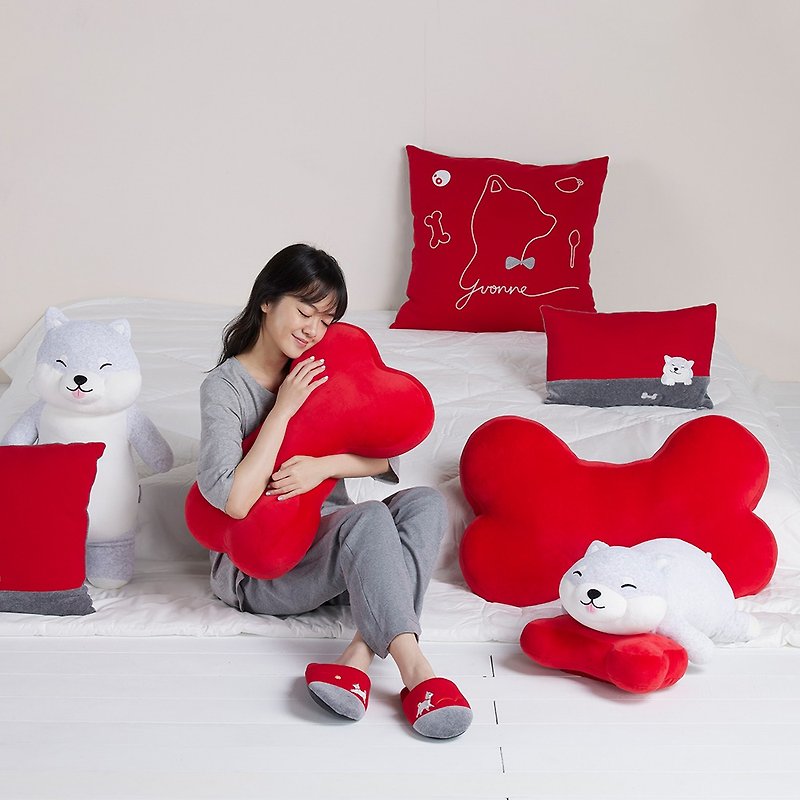 Plain Three-dimensional Big Bone Pillow (62 cm)-Passion Red - Pillows & Cushions - Cotton & Hemp Red