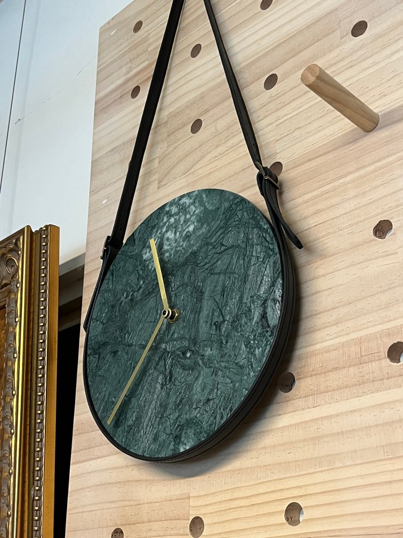 [Liang Xu Leather Art] Leather Strap/Cow Leather Strap/Nordic Home/Original Design/MOMA - Clocks - Genuine Leather Green