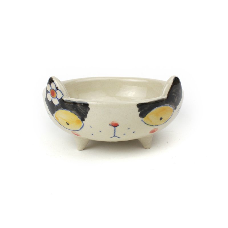 Nice Little Clay 手工碗 可愛貓 0202M-15 - 碗 - 陶 白色