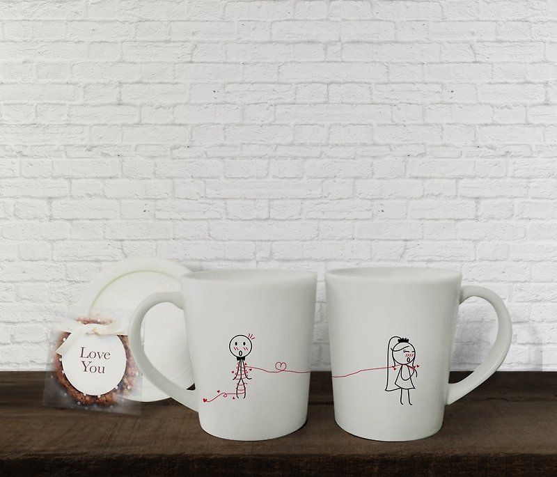 Happy Bride Boy Meets Girl couple mugs by Human Touch - แก้วมัค/แก้วกาแฟ - ดินเหนียว 