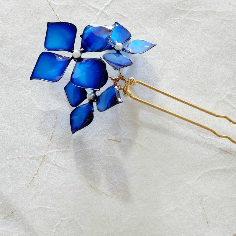 hydrangea hairpin - Hair Accessories - Other Materials Blue