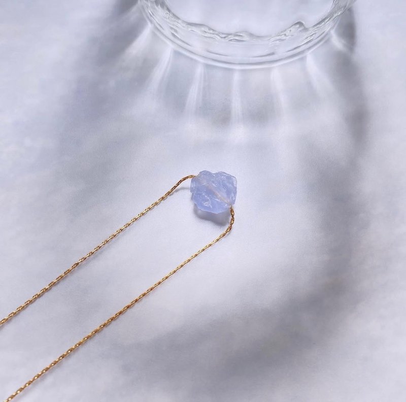 Snake Chain _ Raw Blue Fluorite - สร้อยคอ - ทอง 24 เค 